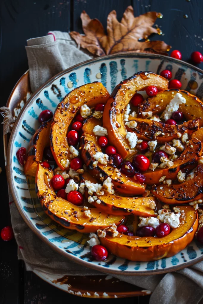 Calabaza Asada Con Miel Arándanos y Queso de Cabra