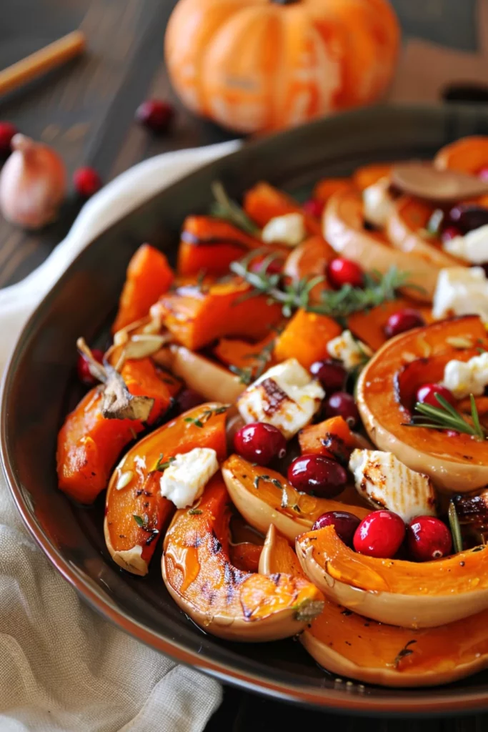 Calabaza Asada Con Miel Arándanos y Queso de Cabra