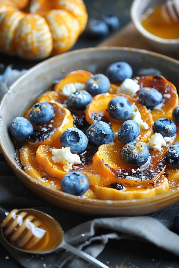 Calabaza Dulce Al Horno Con Miel Arándanos y Queso de Cabra: ¡Exquisita Delicia Otoñal!