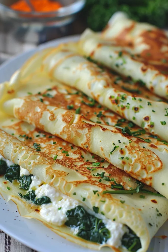 Crepes de Queso Ricotta y Espinacas: ¡Sabor Excepcional en un Bocado!