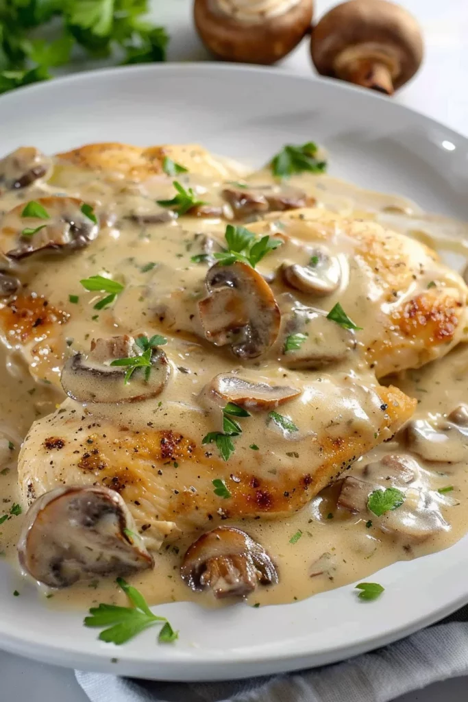 Pechuga de Pollo en Salsa de Champiñones Cremosa - ¡Exquisita delicia cremosa que te sorprenderá!