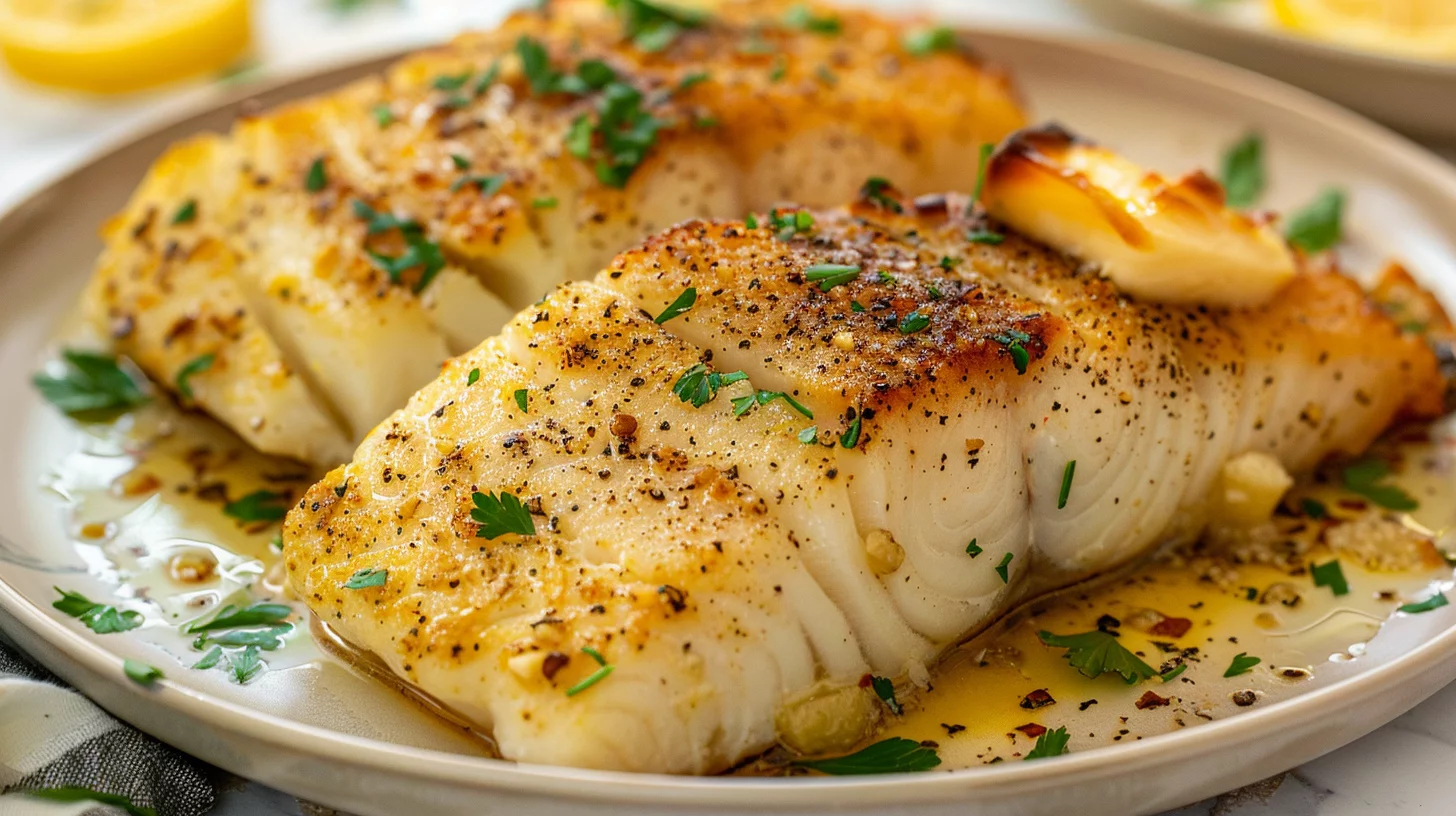 Pescado Al Horno Con Mantequilla y Ajo
