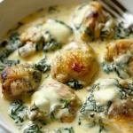 Pollo Cremoso Con Espinacas y Queso Mozzarella