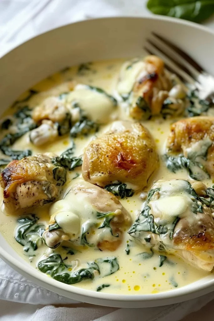 Pollo Cremoso Con Espinacas y Queso Mozzarella - ¡Sabor Intenso en Cada Bocado!