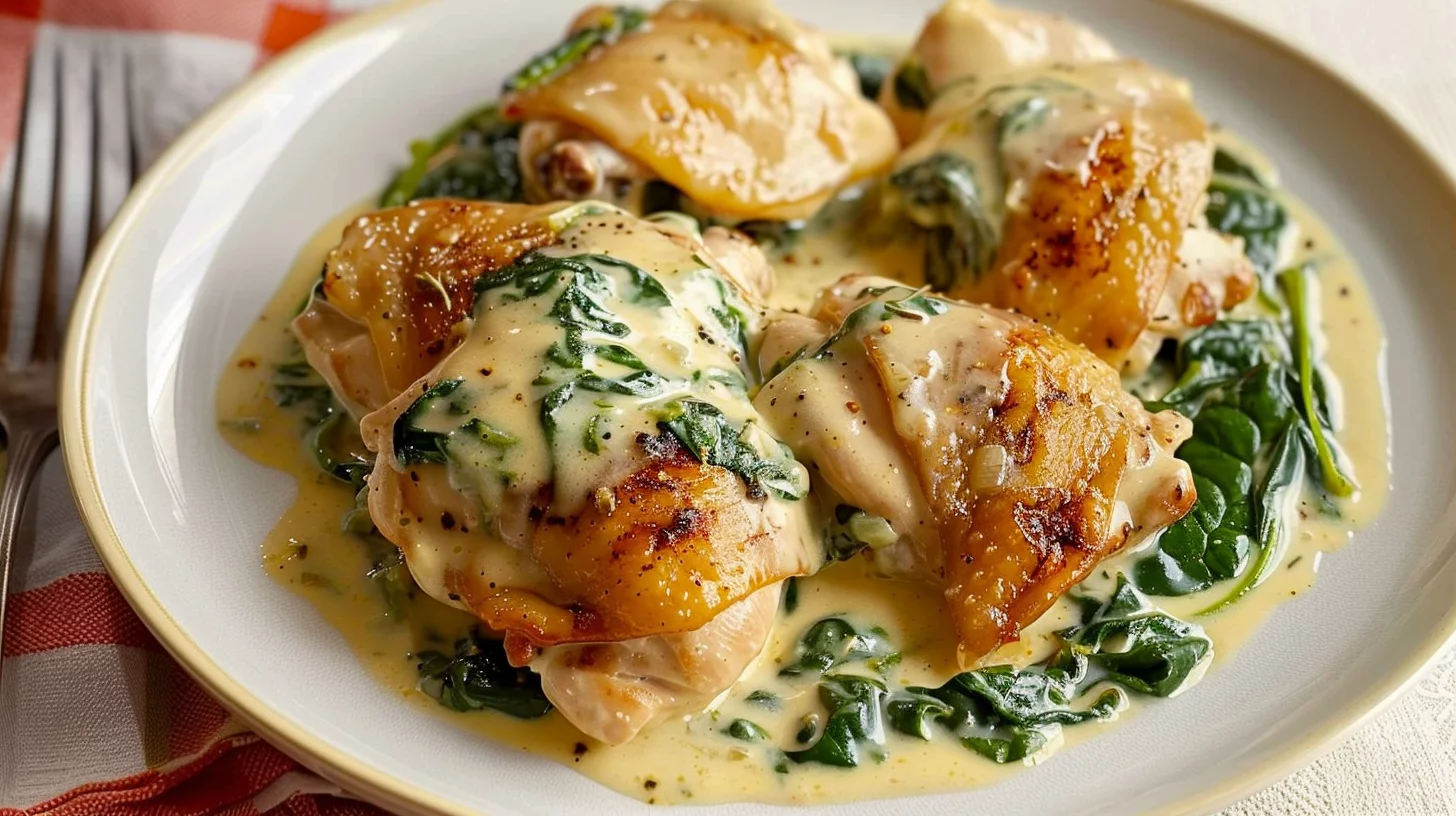 Pollo Cremoso Con Espinacas y Queso Mozzarella