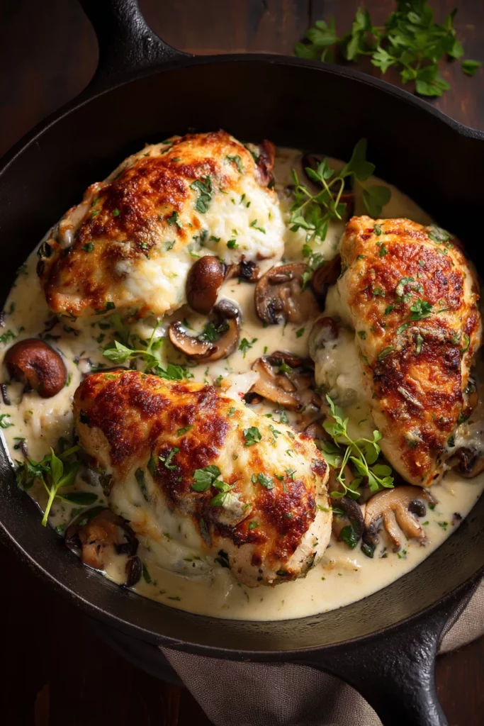 Pollo Relleno Con Queso y Champiñones Cremosos - ¡Sorprende a Todos con esta Delicia!