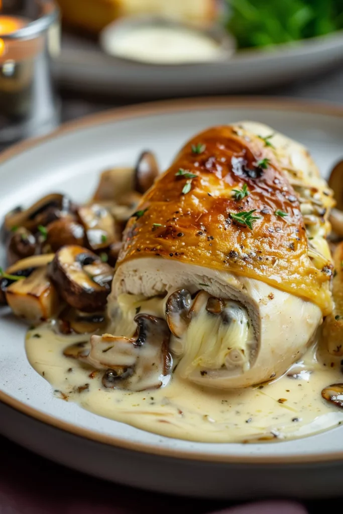 Pollo Relleno Con Queso y Champiñones Cremosos - ¡Sorprende a Todos con esta Delicia!