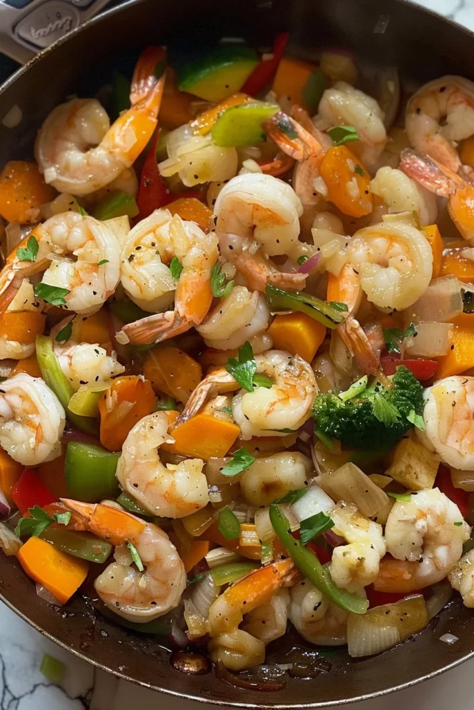 Salteado de Camarones al Ajo Con Verduras: ¡Sabor Intenso en Minutos!
