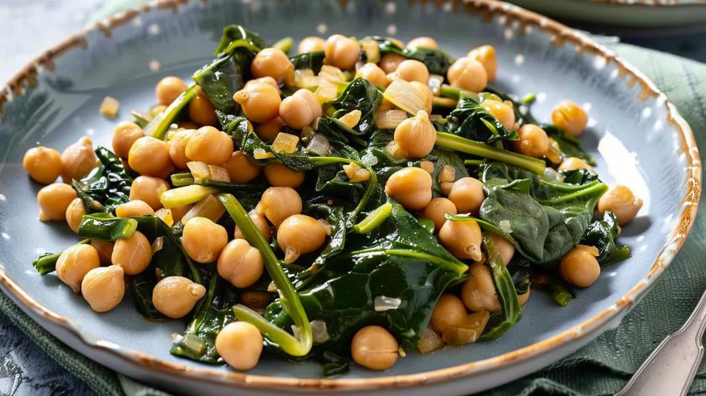 Salteado de Garbanzos y Espinacas