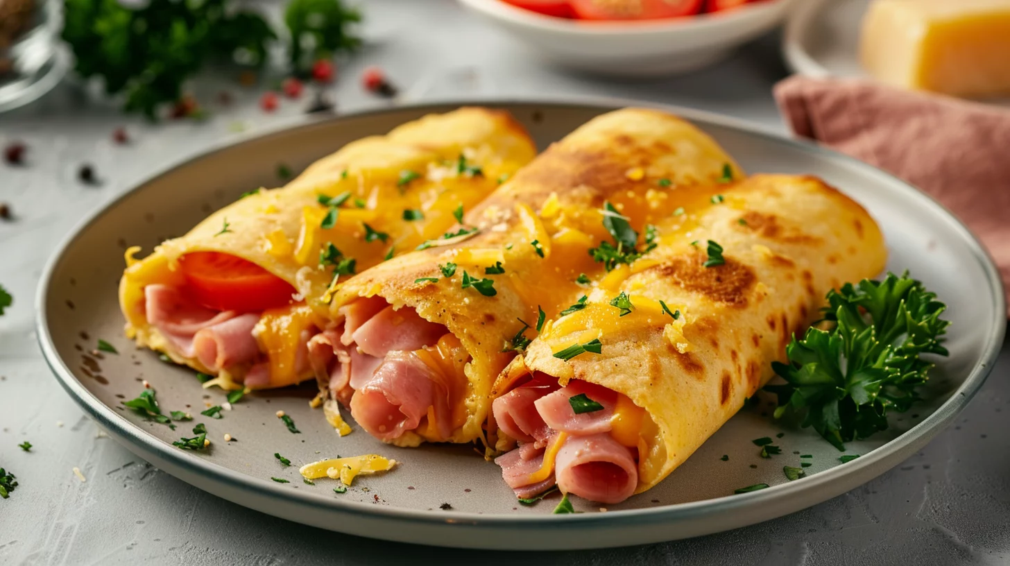 Tortilla Keto Rellena Con Jamón Queso y Tomate