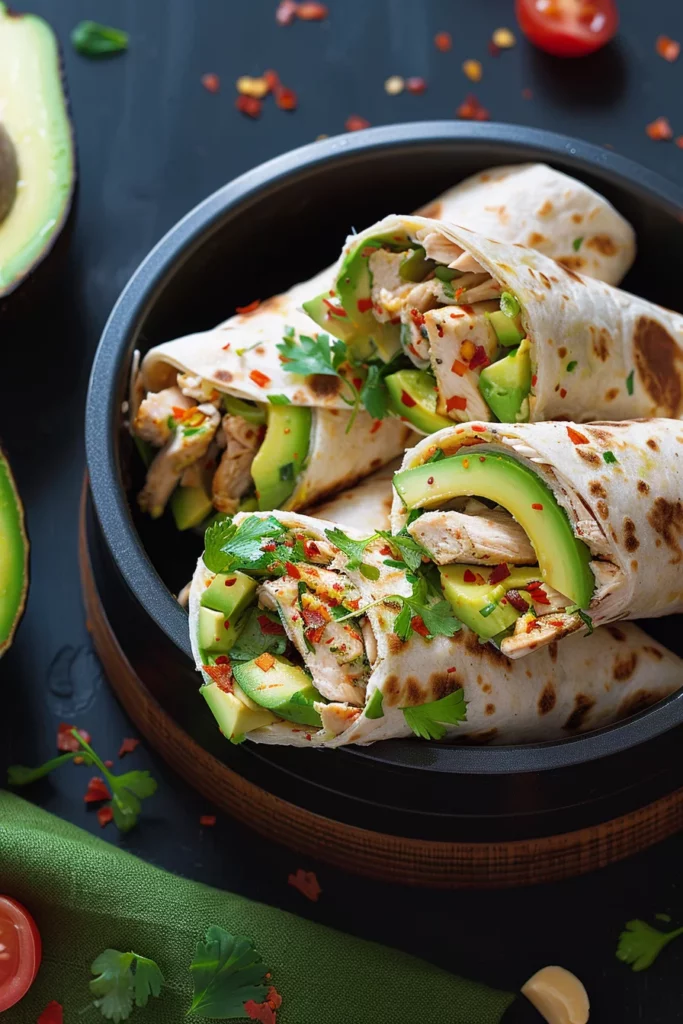 Wrap de Pollo Con Aguacate: ¡Sabor Explosivo en Cada Bocado!