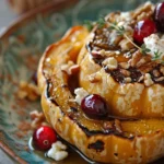Calabaza Otoñal Al Horno Con Miel Dorada Arándanos y Queso de Cabra Cremoso