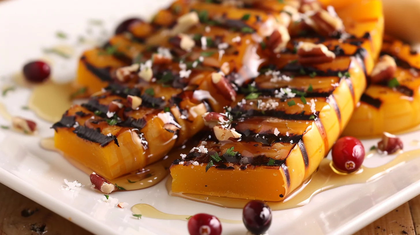 Calabaza Otoñal Asada Con Miel, Arándanos y Queso Cremoso