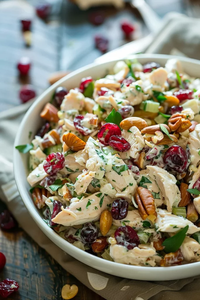 Ensalada Cremosa de Pollo Con Arándanos Secos y Nuez Crujiente: Exquisito Manjar para Sorprender