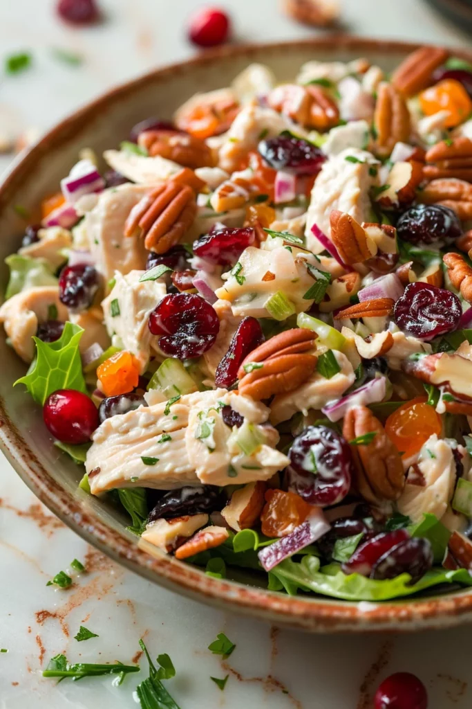 Ensalada Cremosa de Pollo Con Arándanos Secos y Nuez Crujiente: Exquisito Manjar para Sorprender