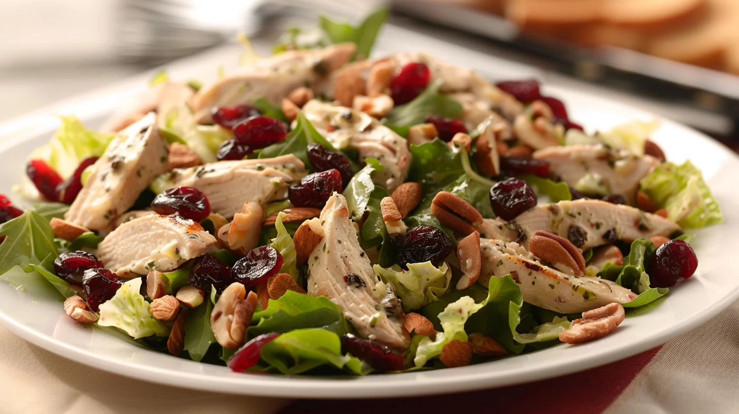 Ensalada Cremosa de Pollo Con Arándanos Secos y Nuez Crujiente