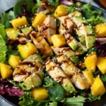 Ensalada de Mango Aguacate y Pollo Con Aliño de Mostaza y Miel