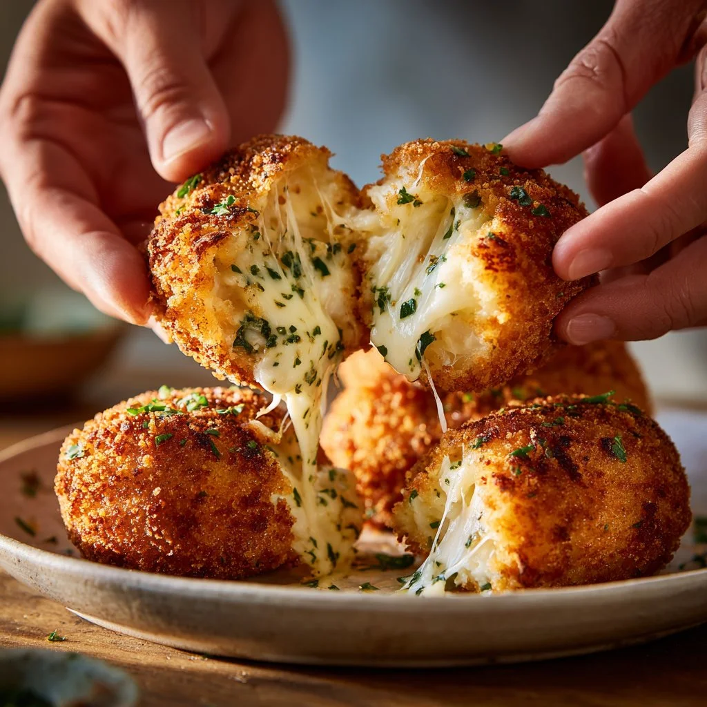 Dedos fritos de papa y mozzarella recién hechos y dorados