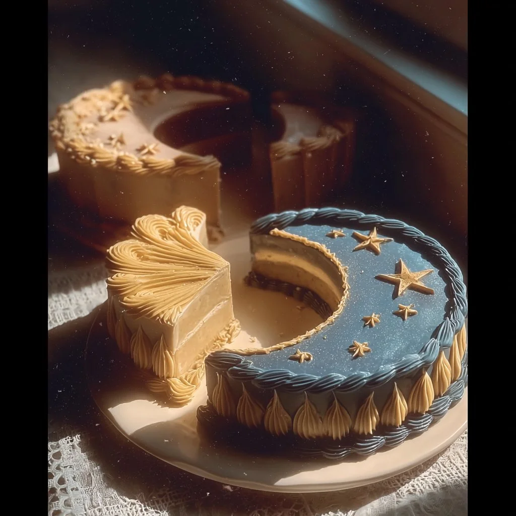 Conjunto de pasteles vintage del sol y la luna decorados de forma creativa
