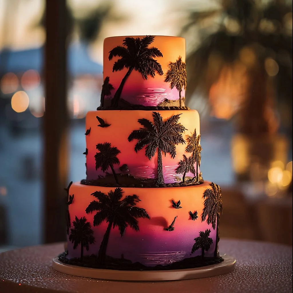 Pasteles de boda hawaianos coloridos y creativos para celebraciones únicas