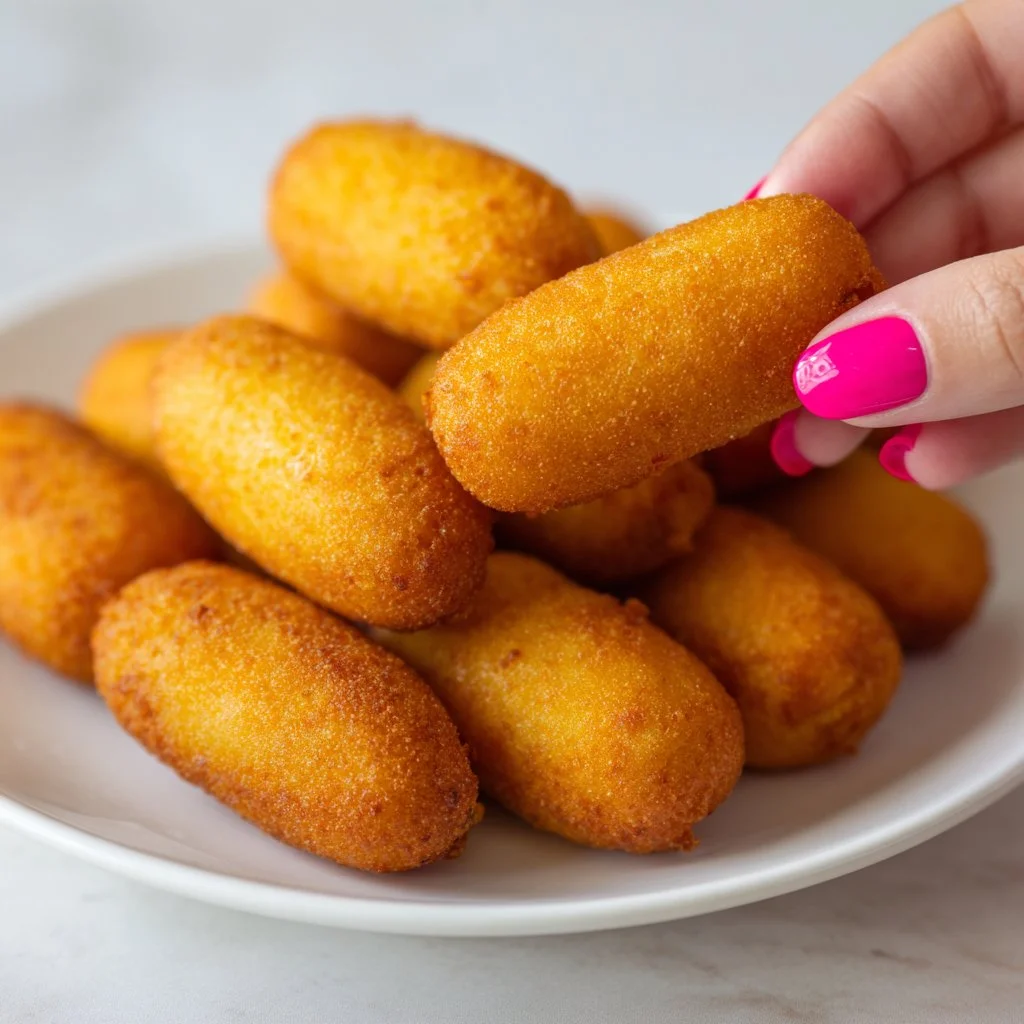 Mini corndogs caseros crujientes y deliciosos en un plato