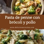Pasta de penne con brócoli y pollo
