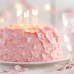 Pastel con rosas y velas ondulantes