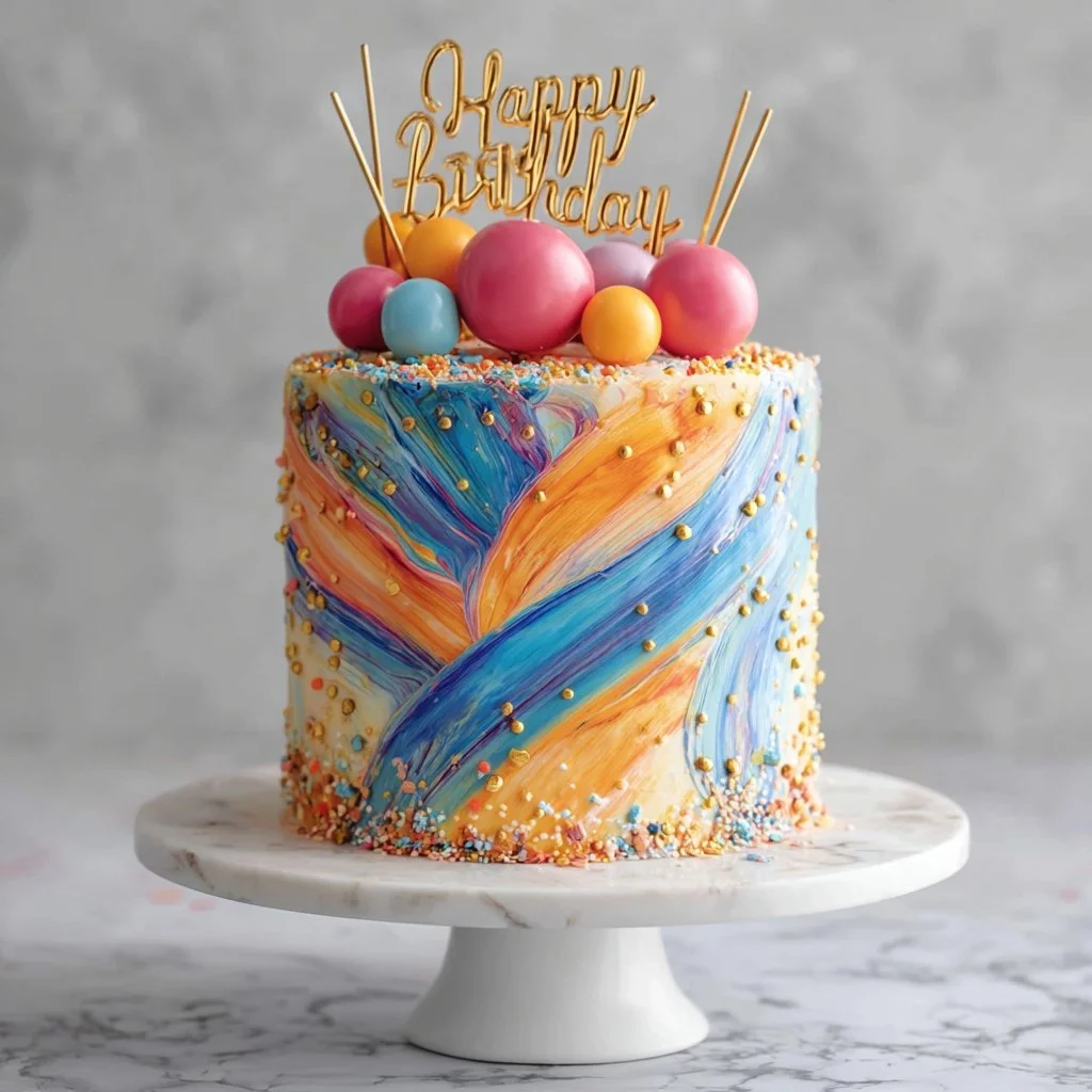 Pasteles de cumpleaños modernos con diseños sofisticados y tendencias actuales.