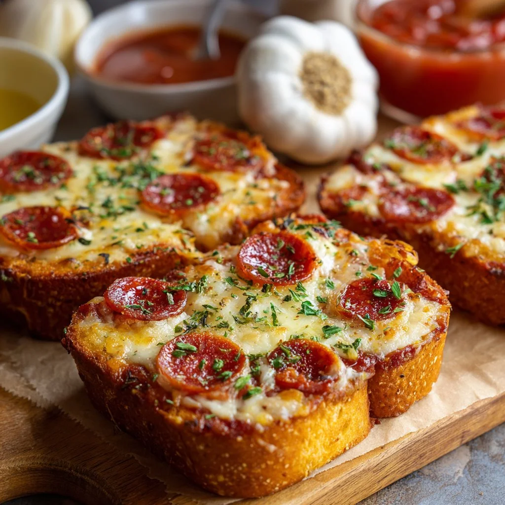 Pizza de Pan de Ajo estilo Texas, deliciosa y llena de sabor.