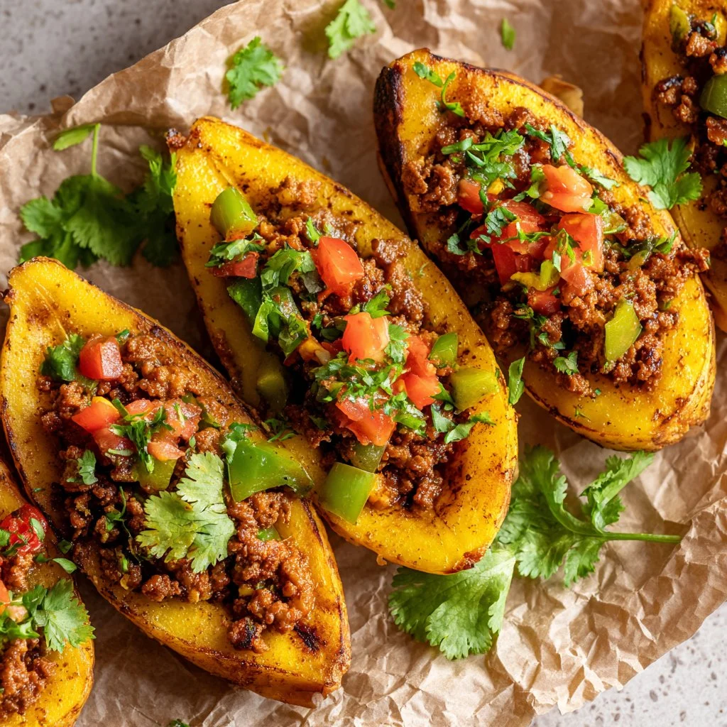 Plátanos rellenos, canoas de plátano, receta deliciosa y fácil de preparar