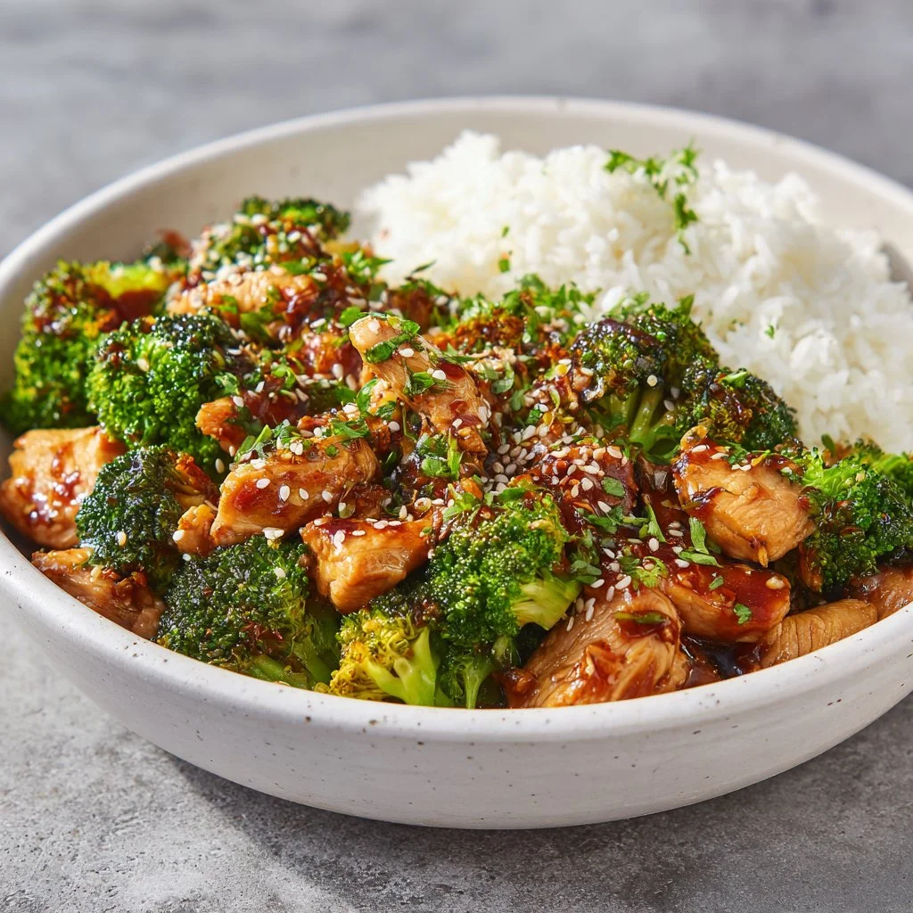 Plato de pollo con miel, sésamo y brócoli, una receta deliciosa y saludable