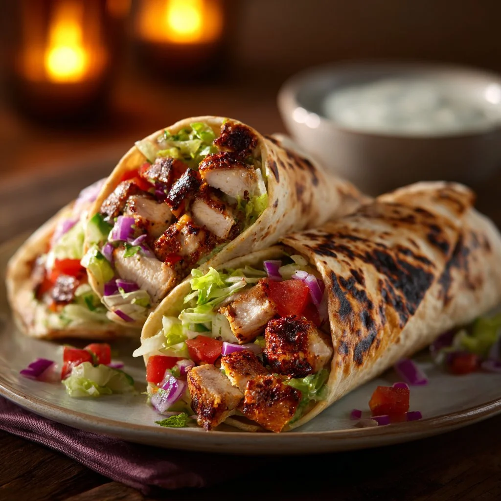 Shawarma de Pollo con Salsa de Ajo Cremosa, un plato delicioso y jugoso