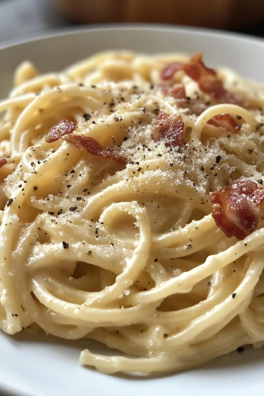 Cómo hacer carbonara italiana clásica con tocino.