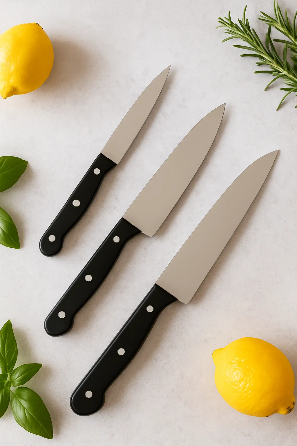 Arcos – Set de 3 Cuchillos Básicos de Cocina con Hoja de Acero Inoxidable y Mango POM, Apto Lavavajillas – Serie Universal (Negro) 1 ARCOS Set of 3 Basic Kitchen Knives, Pack of Knives with Stainless Steel Blade and Polyeximethylene Handle
