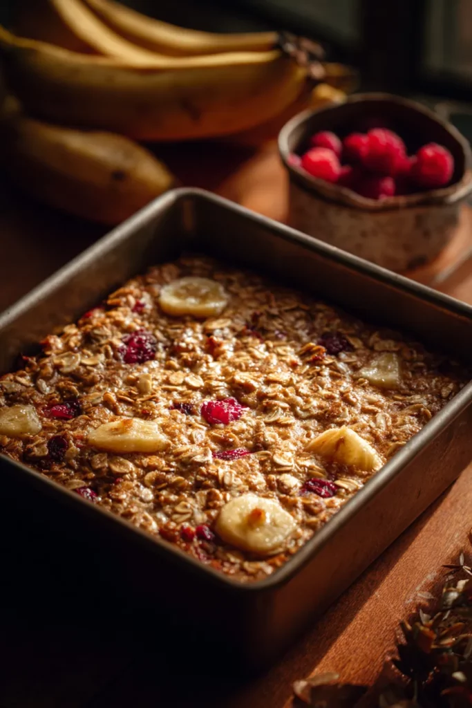Bandeja de avena horneada