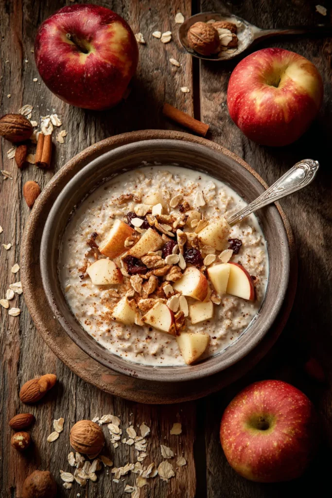 Tazón de avena con manzana y canela