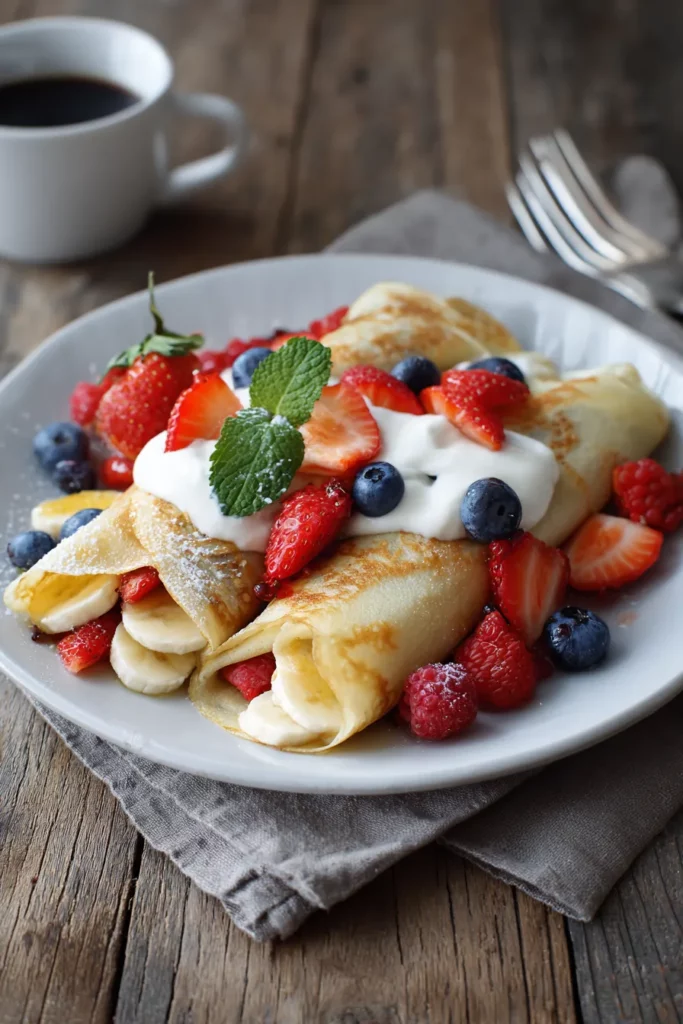 Crepas de desayuno con frutas