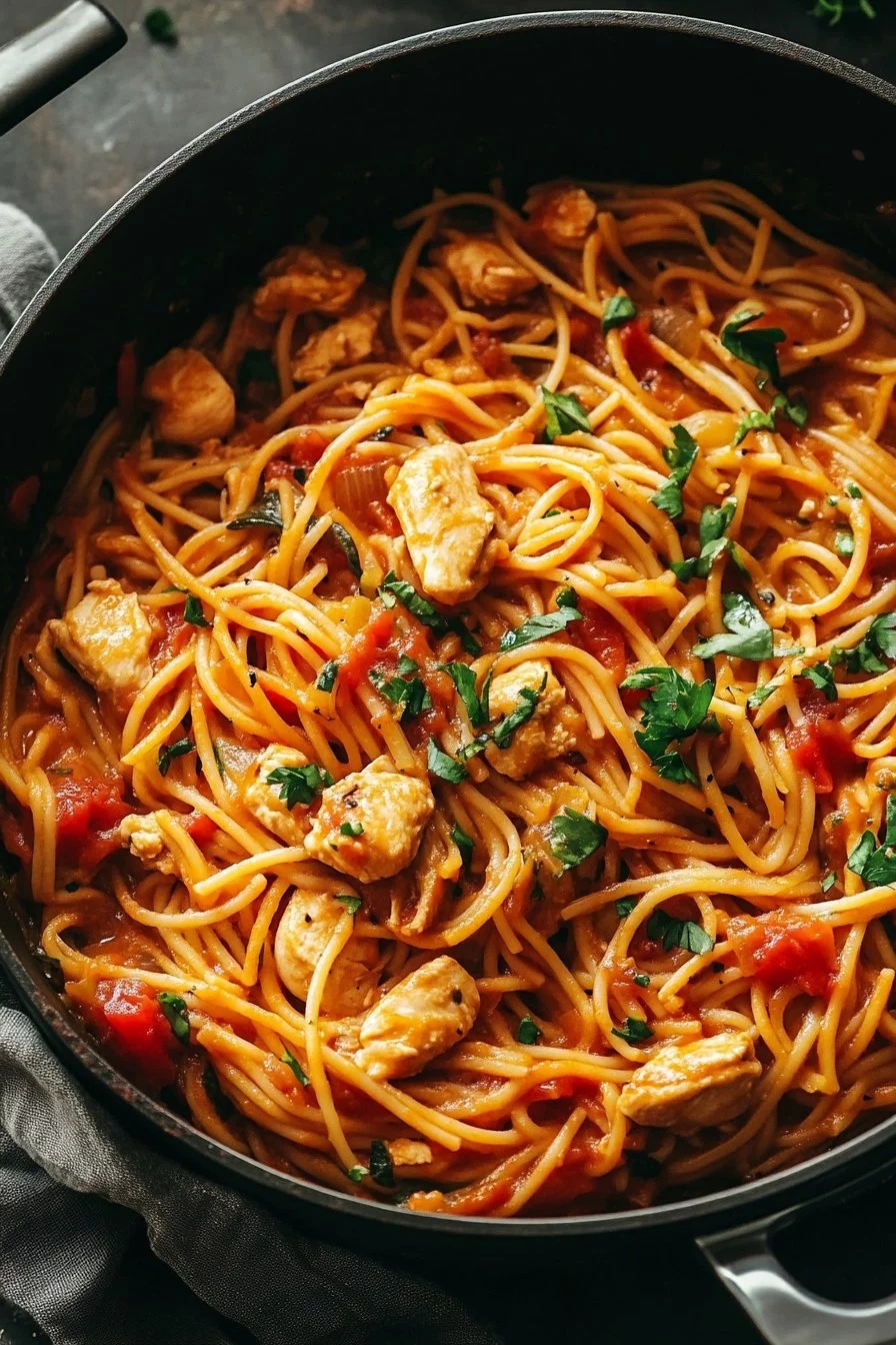 Espaguetis de Pollo en Una Olla