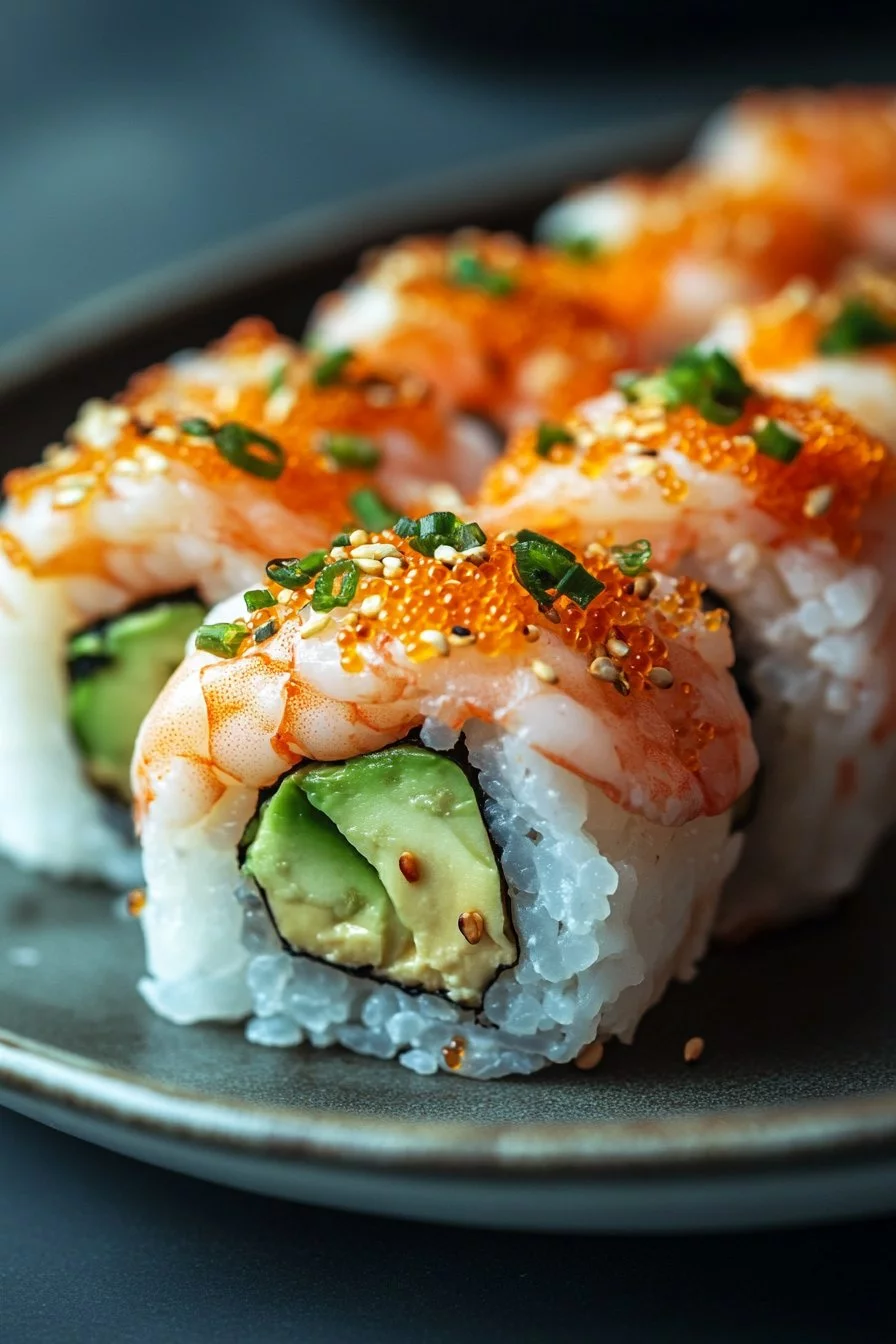 Sushi de Camarón con Aguacate y Queso Crema