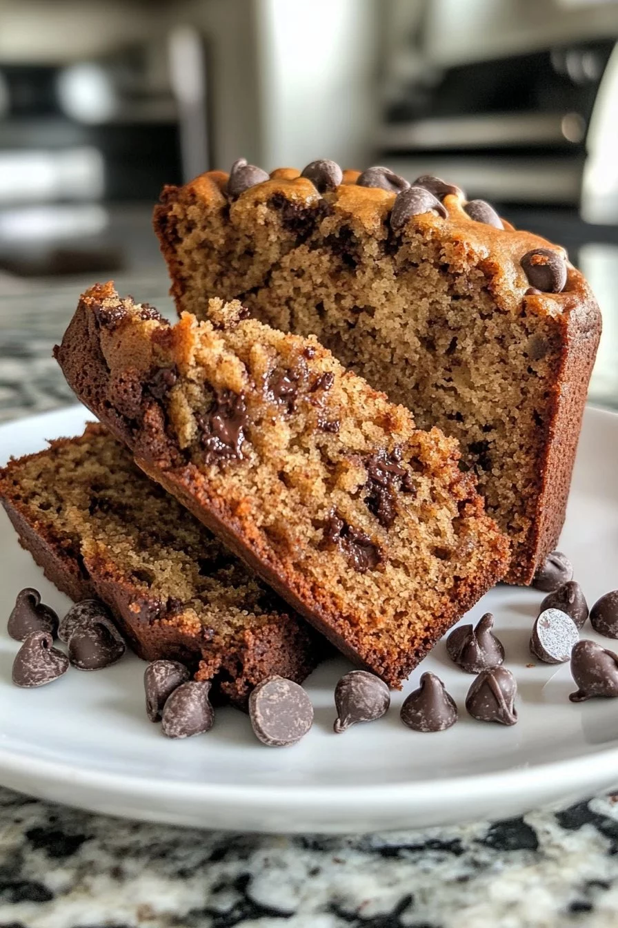 Pan de plátano con chispas de chocolate