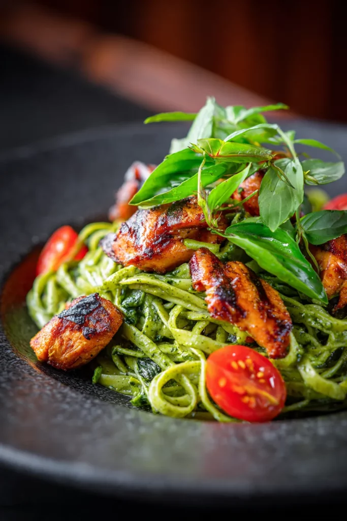 Pasta con Pollo y Pesto