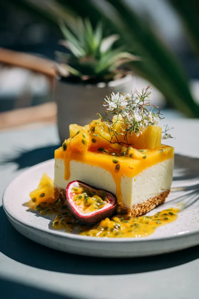 Tarta de queso tropical sin hornear