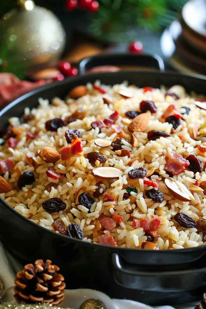 Arroz Navideño Con Almendra Pasas y Tocino - ¡Sabor Navideño Excepcional! 5 Arroz Navideño Con Almendra Pasas y Tocino - ¡Sabor Navideño Excepcional!