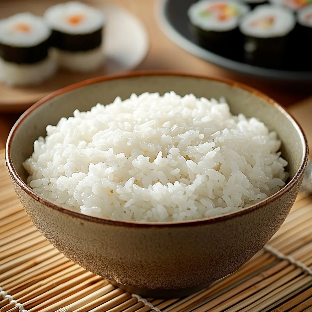 Sushi rice preparado para hacer sushi tradicional