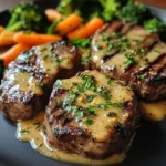 Bocados de Filete con Mantequilla de Ajo y Salsa de Crema de Parmesano Rica