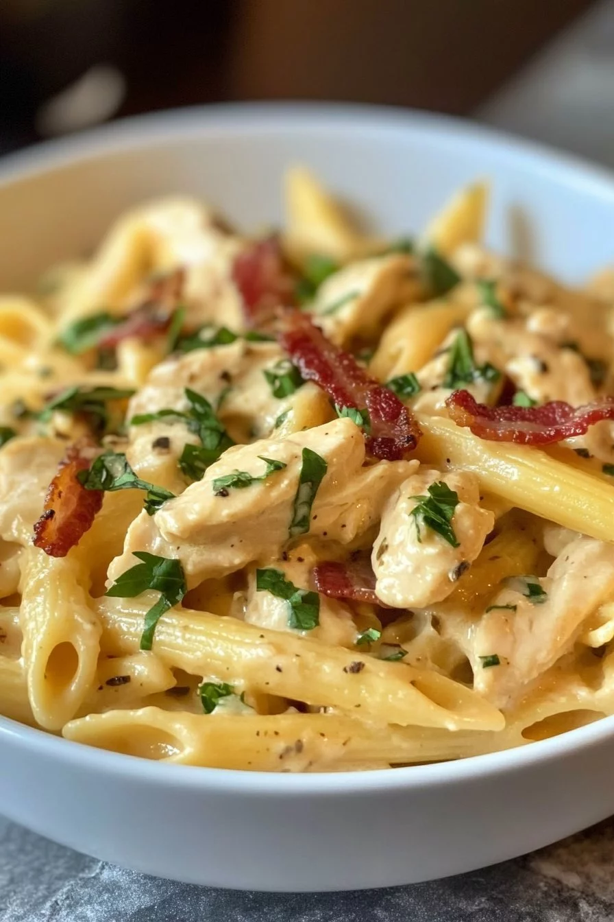 Pasta de Pollo con Tocino y Aderezo Ranchero