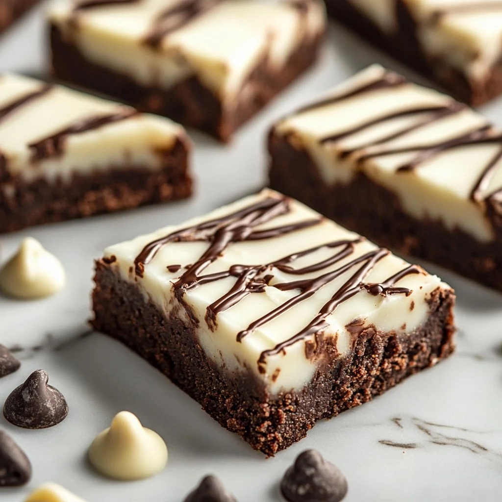 Brownies de chocolate blanco recién horneados en un plato