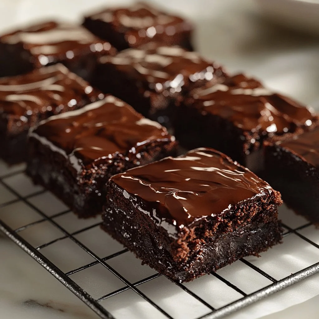 Brownies de ganache de chocolate esponjosos y deliciosos