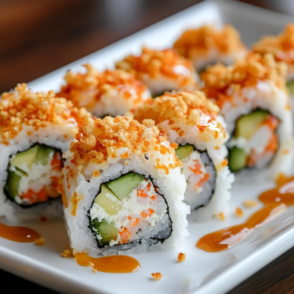 California Crunch Roll Sushi con ingredientes frescos y crujientes