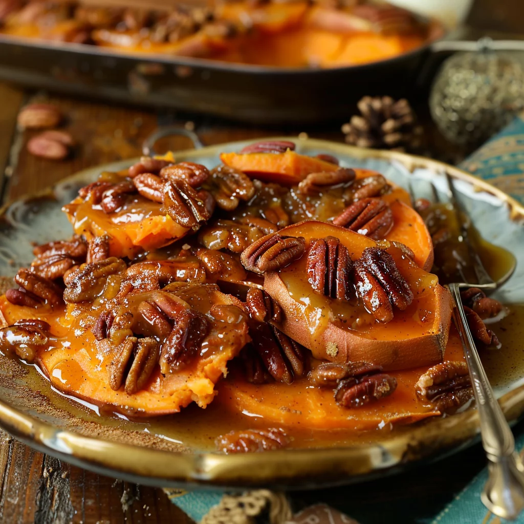 Camote Navideño Con Canela y Nuez Caramelizada Dorada